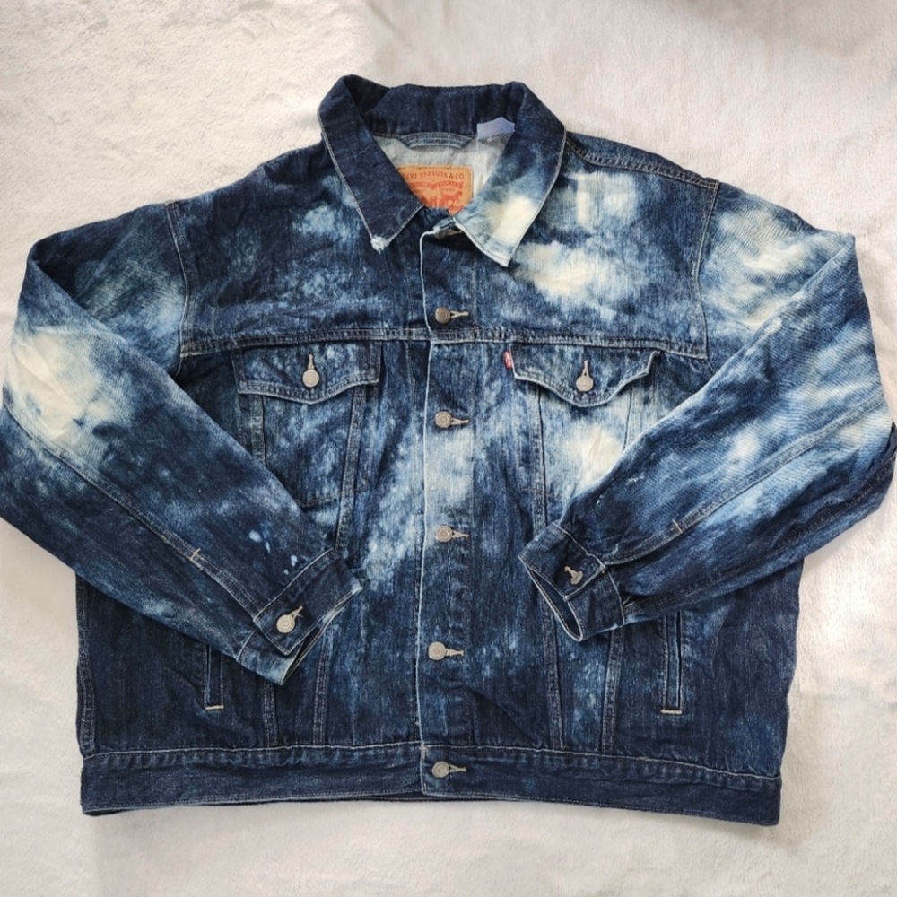 LEVIS Men's Acid Washed Trucker  Denim Jean Jacket Size 3XL Fall Casual